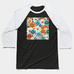 Floral Symphony: Graceful Blossoms in Dynamic Hues Baseball T-Shirt